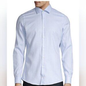 STRELLSON* Silas button front collared long sleeve mens dress shirt 41 16 blue